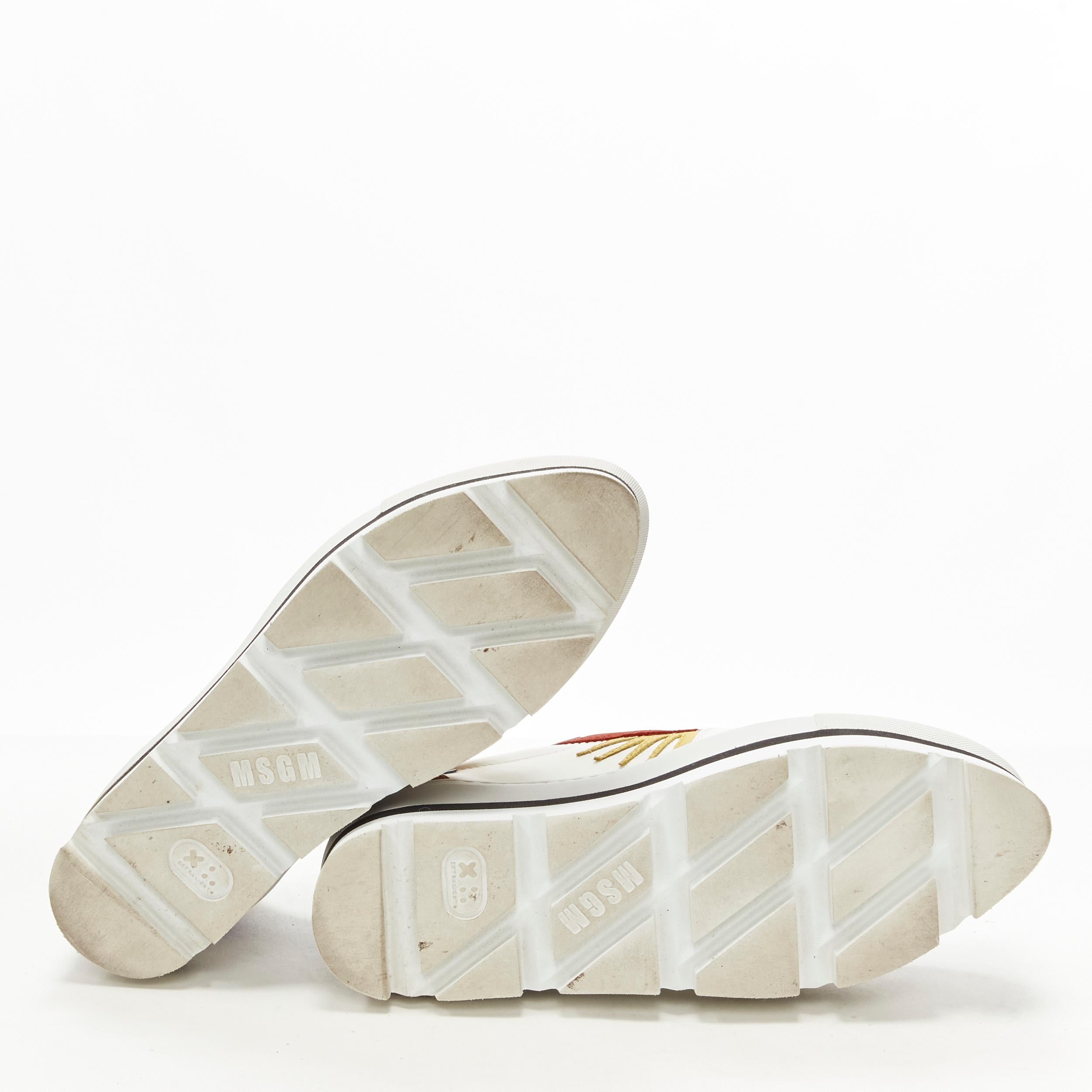 MSGM white leather starburst patchwork point toe platform sneaker EU36 For Sale 6