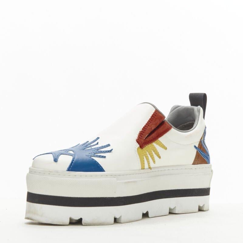 MSGM - Escarpins à bout pointu en cuir blanc avec patchwork en forme d'étoile EU36 Pour femmes en vente