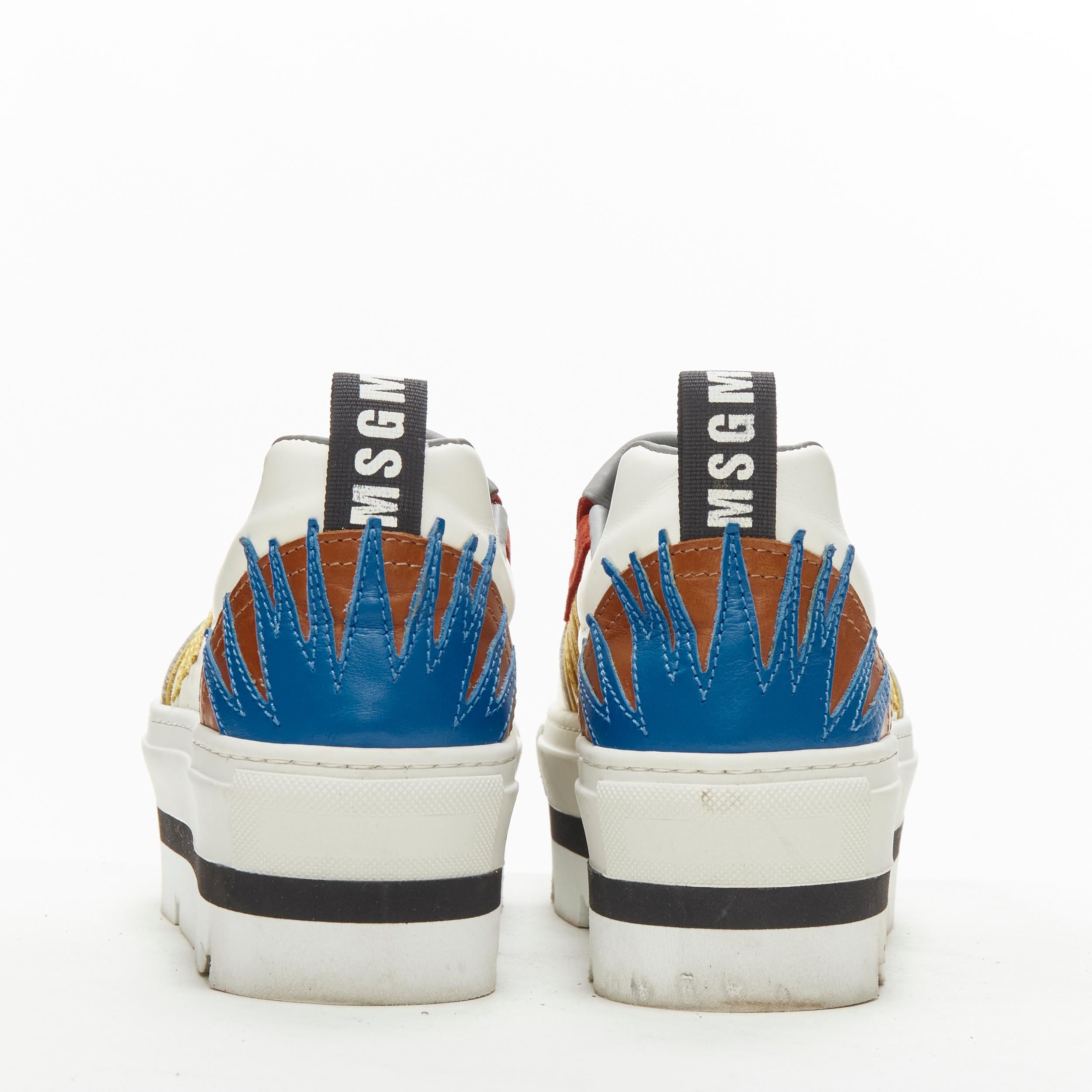 MSGM white leather starburst patchwork point toe platform sneaker EU36 For Sale 1