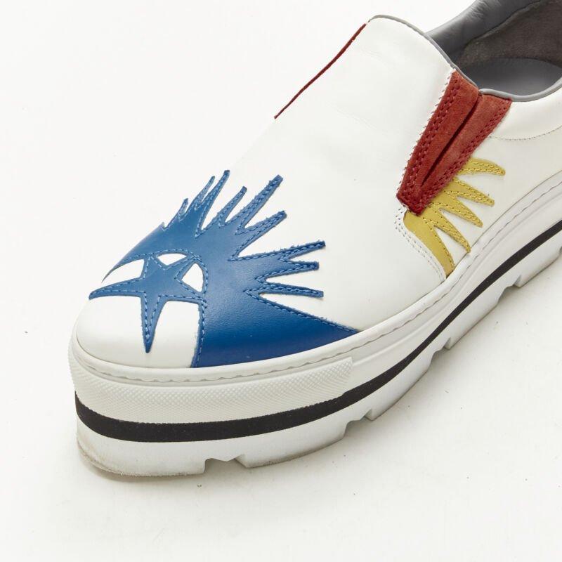 MSGM - Escarpins à bout pointu en cuir blanc avec patchwork en forme d'étoile EU36 en vente 3
