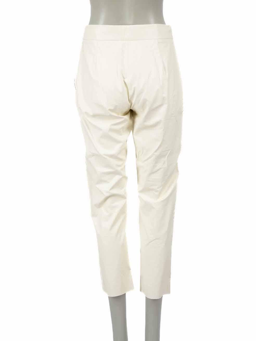 MSGM White PU Crop Straight Trousers Size S In Good Condition For Sale In London, GB