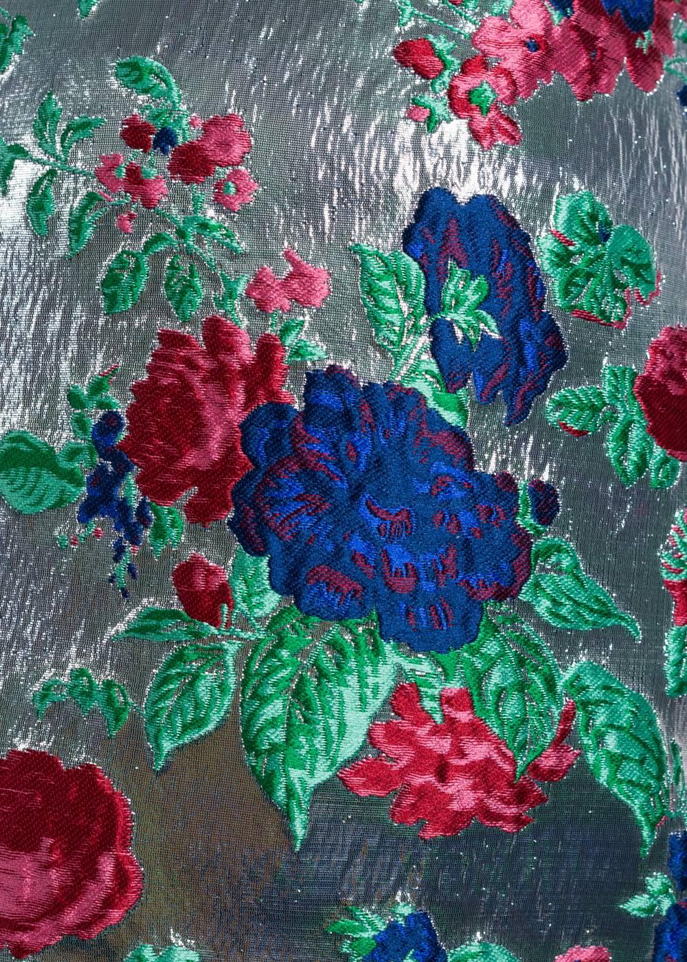 MSGM Women's Silver Flower Star Jacquard Knit Metallic Skirt 1