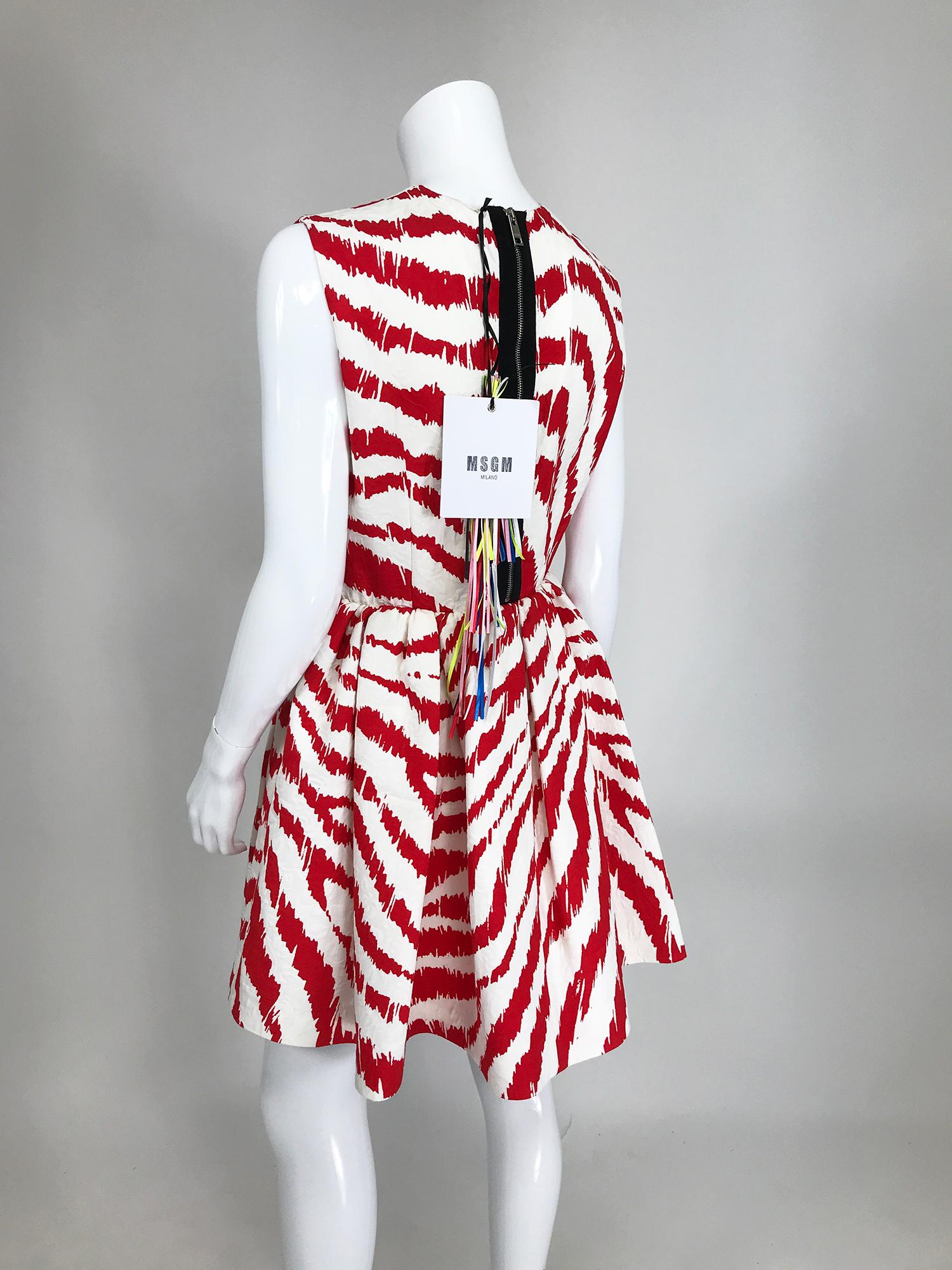 Gray MSGN Milano Red & White Zebra Print Dress NWT