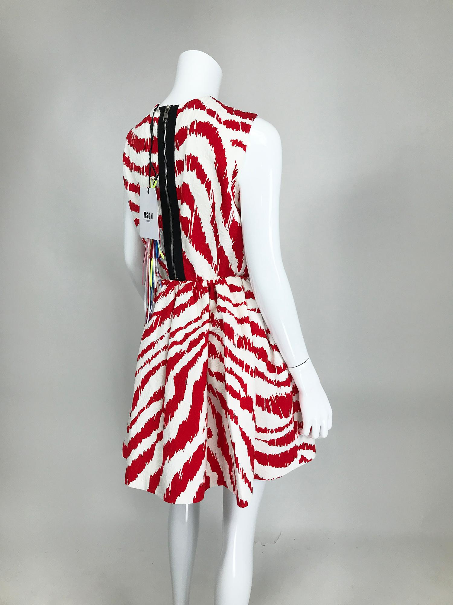 Women's MSGN Milano Red & White Zebra Print Dress NWT