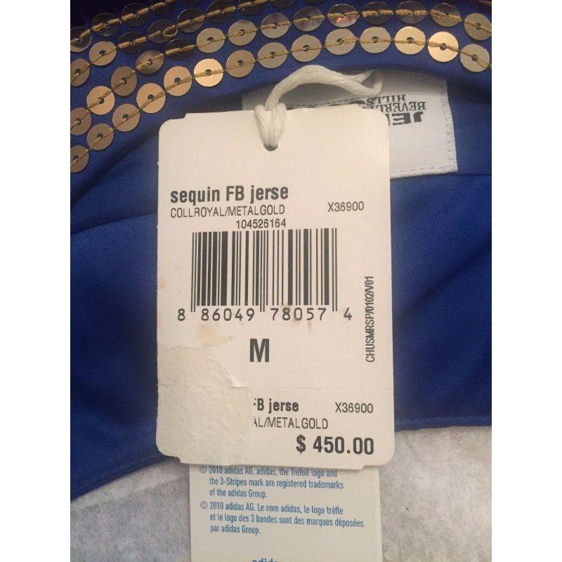 MSRP Adidas Originals x Jeremy Scott Sequin Blue Jersey Football Dress Rare M For Sale 2