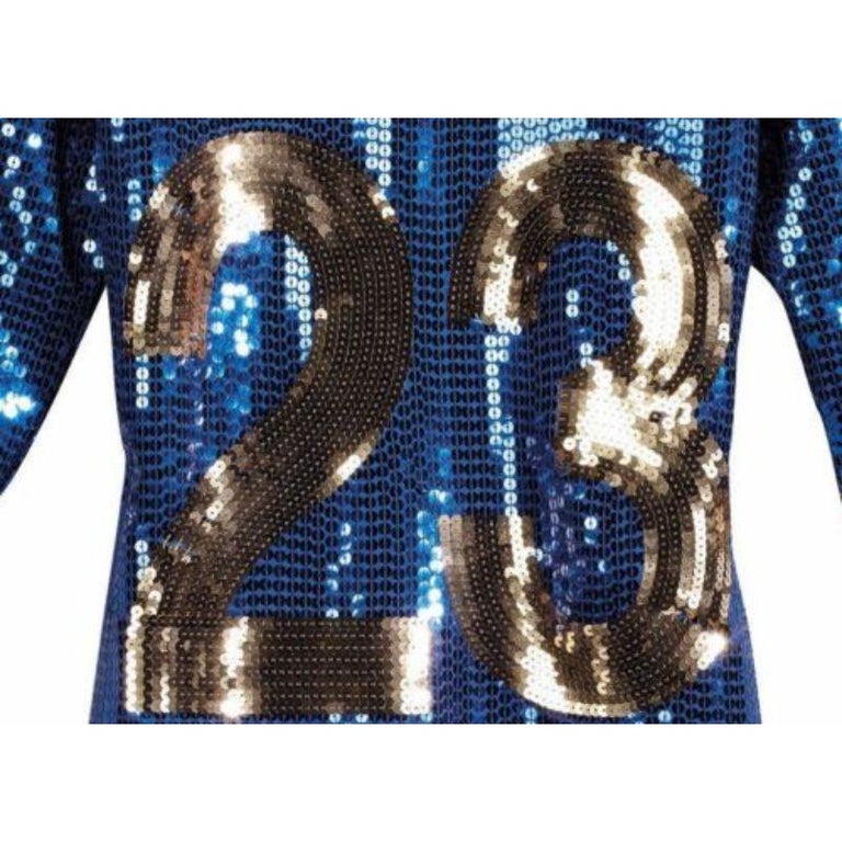 Msrp adidas Originals X Jeremy Scott Sequin Blue Jersey Football Dress Rare S