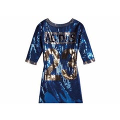 MSRP Adidas Originals x Jeremy Scott Sequin Blue Jersey Football Dress Rare S