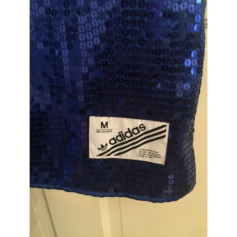 MSRP Adidas Originals x Jeremy Scott Sequin Blue Jersey Football Dress Rare  S For Sale at 1stDibs | adidas sequin dress, football dresses, sequin  adidas dress
