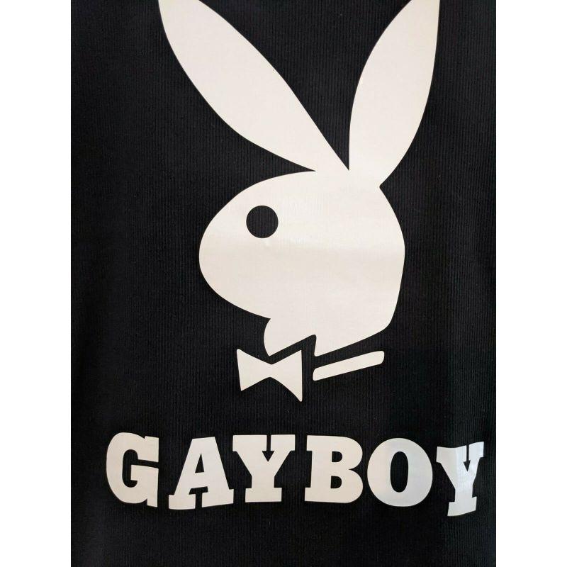 MSRP AW19 Moschino Couture Jeremy Scott Playboy Gayboy Black Slim Tank Top For Sale 6