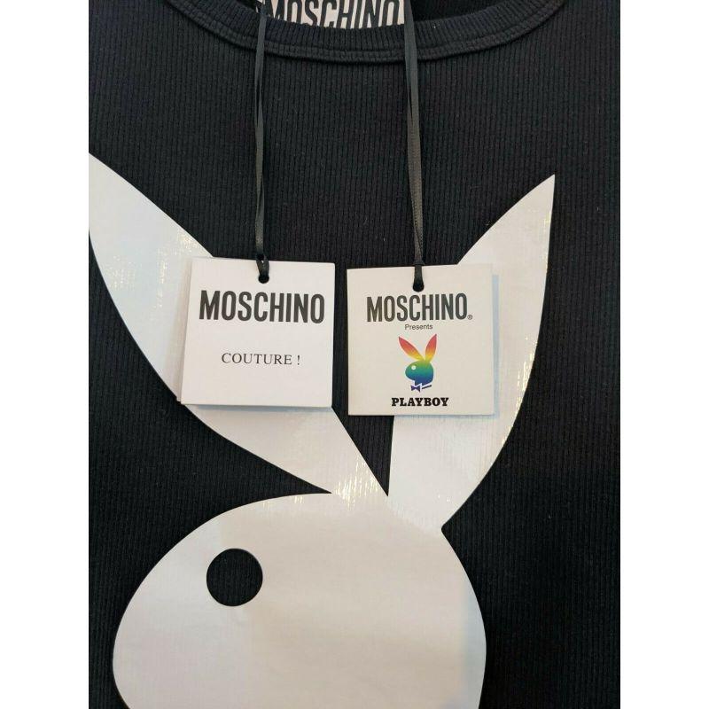MSRP AW19 Moschino Couture Jeremy Scott Playboy Gayboy Black Slim Tank Top For Sale 7