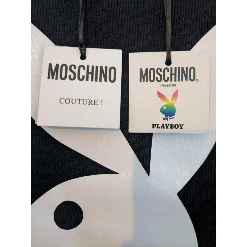 MSRP AW19 Moschino Couture Jeremy Scott Playboy Gayboy Black Slim Tank Top For Sale 8
