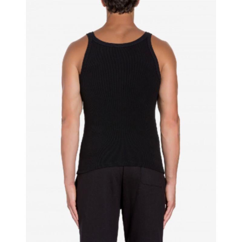 Men's MSRP AW19 Moschino Couture Jeremy Scott Playboy Gayboy Black Slim Tank Top For Sale