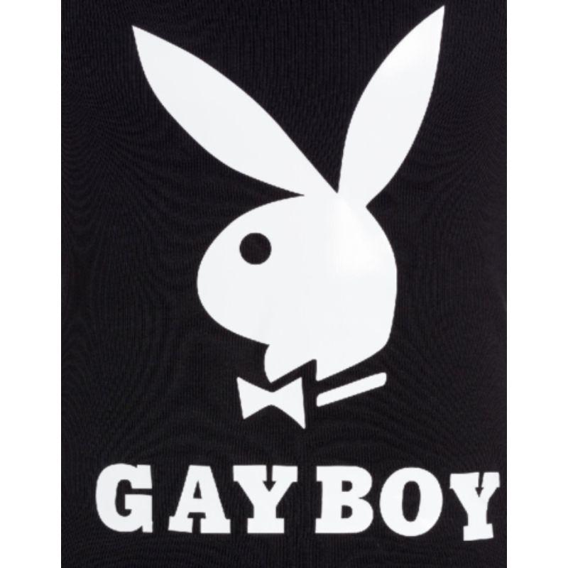 MSRP AW19 Moschino Couture Jeremy Scott Playboy Gayboy Black Slim Tank Top For Sale 1