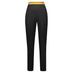 MSRP Moschino Couture Jeremy Scott Misura Nastro Plissettato Lana Pantaloni Tapered 40 IT
