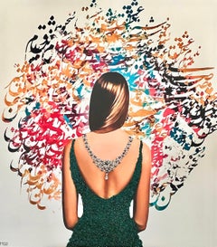 MSS Art Persian Diamonds Oil on Canvas 3D Swarosky Crystals