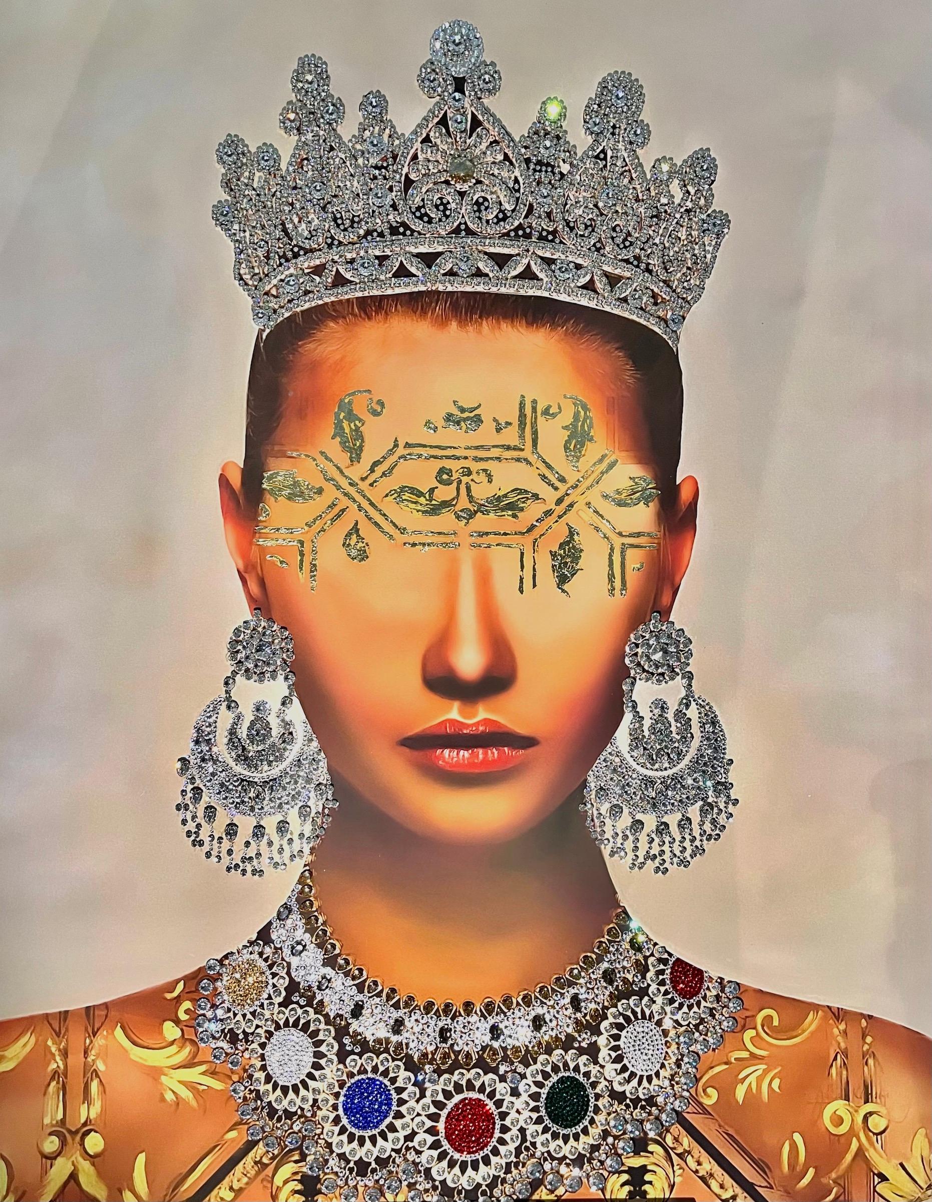 XXIe siècle et contemporain Huile sur toile 3D Art Persian Diamonds de MSS avec cristaux de Swarosky  en vente