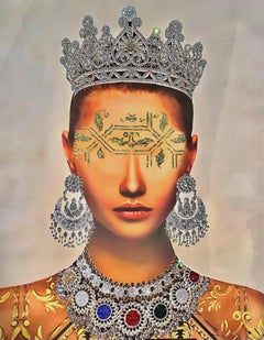MSS Art and Design Queen of Persia Oil on canvas with 3D Swarosky Crystals