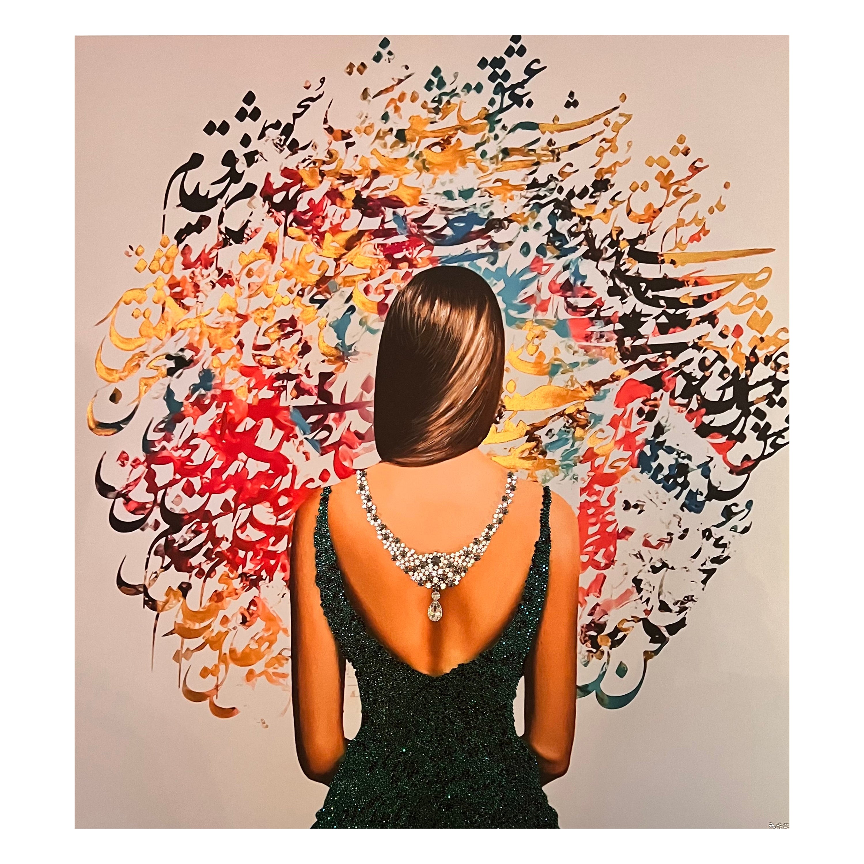 MSS Art Persian Diamonds Oil on Canvas 3D Swarosky Crystals
