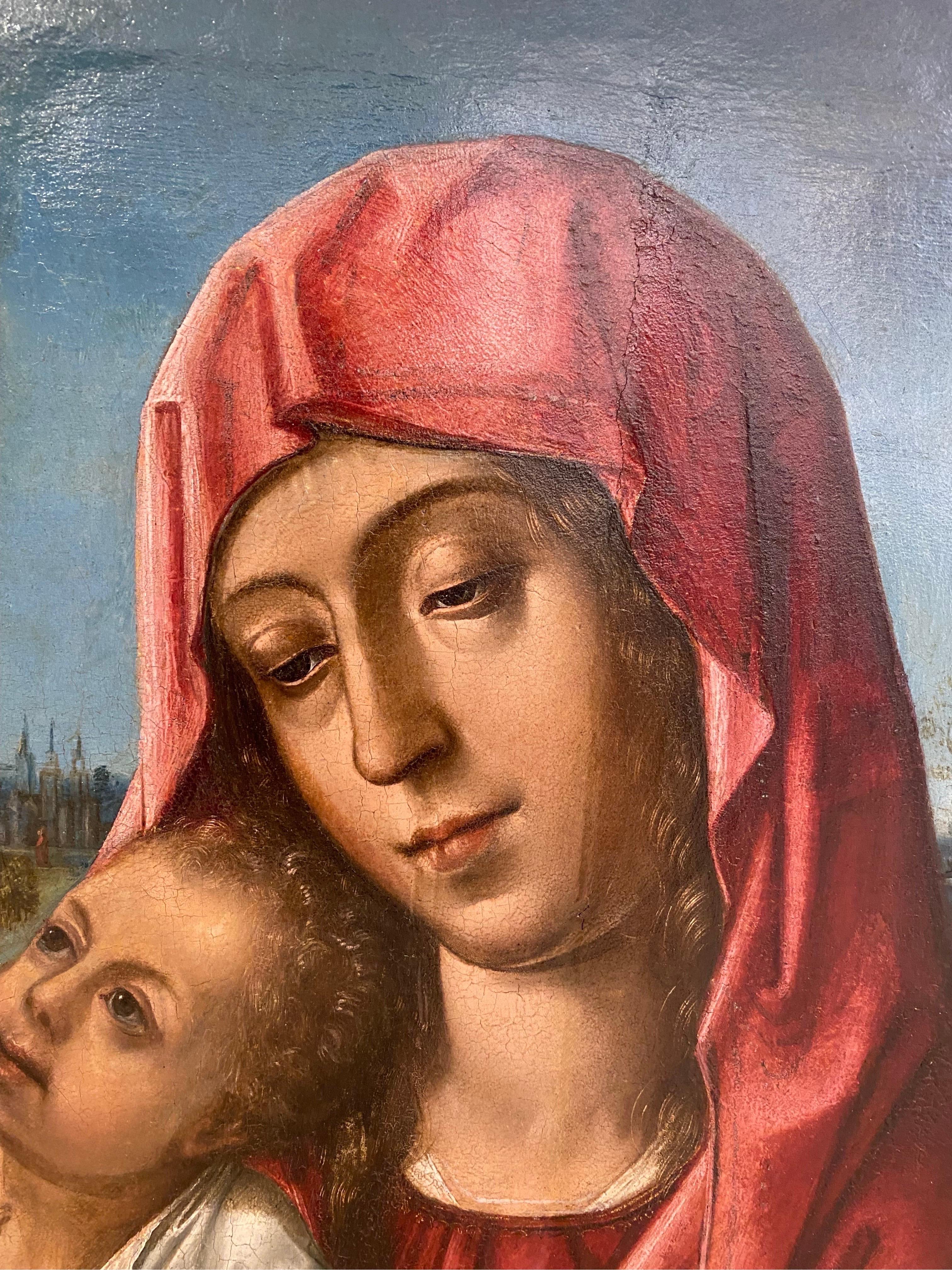 Virgen & Child - Figurative Painting Marrone di Máster of The Luna’s