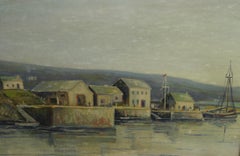 Antike amerikanische Pazifische Küste-Marine  Dorf- Meereslandschaft von M. Stiefel, 1940