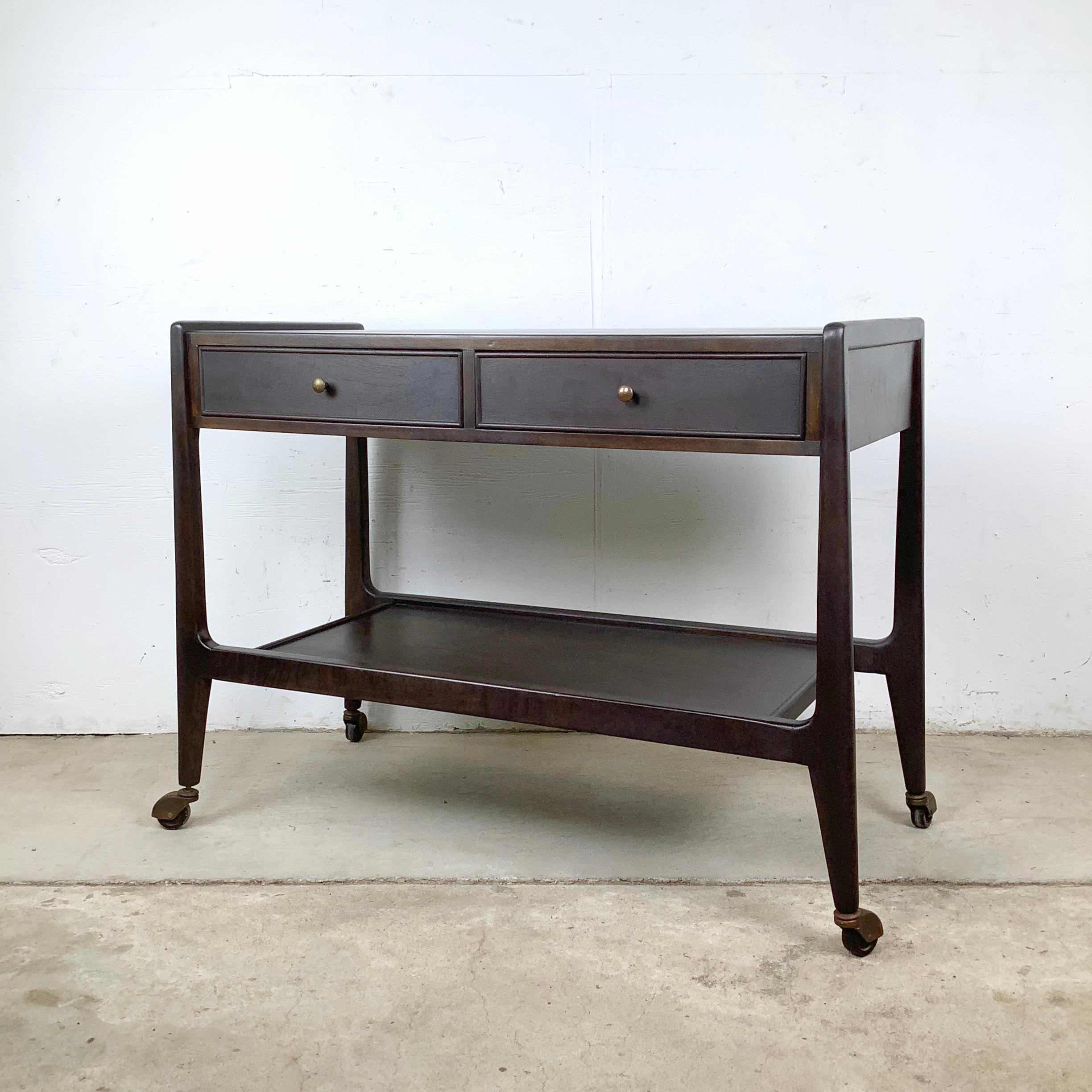 Mt. Airy Facade Mid-Century Service Cart with Drawers & Lower Shelf For Sale 3