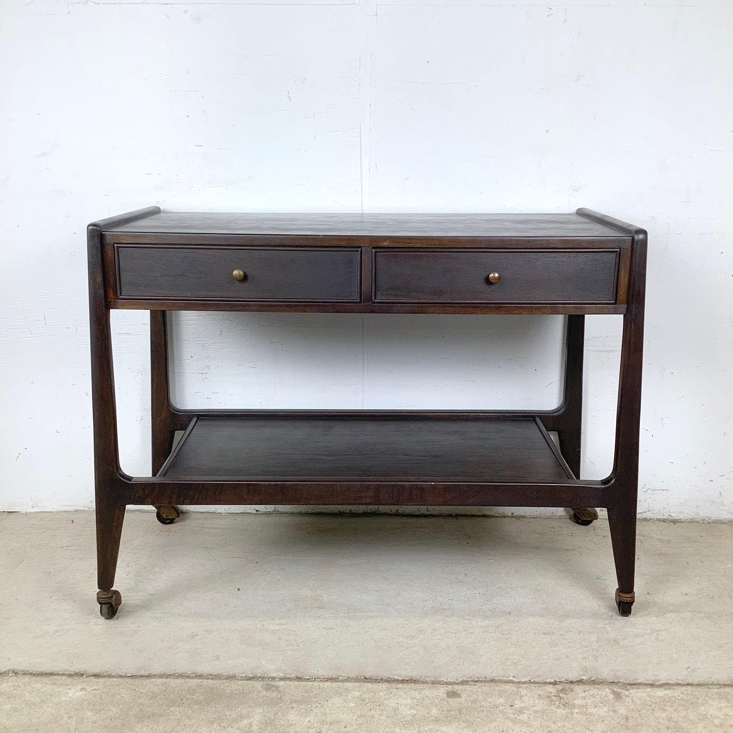 Mt. Airy Facade Mid-Century Service Cart with Drawers & Lower Shelf For Sale 11