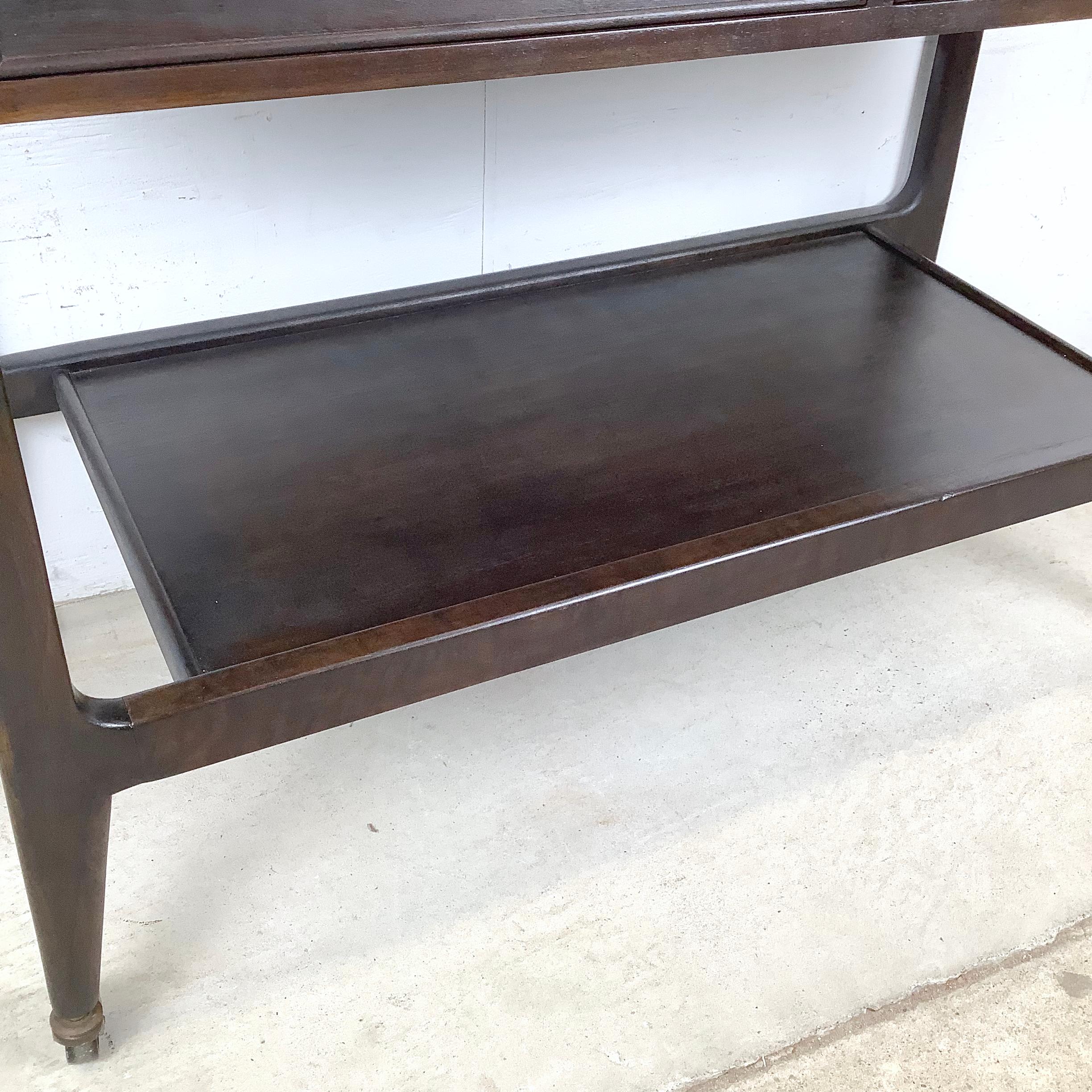 Mt. Airy Facade Mid-Century Service Cart with Drawers & Lower Shelf For Sale 1