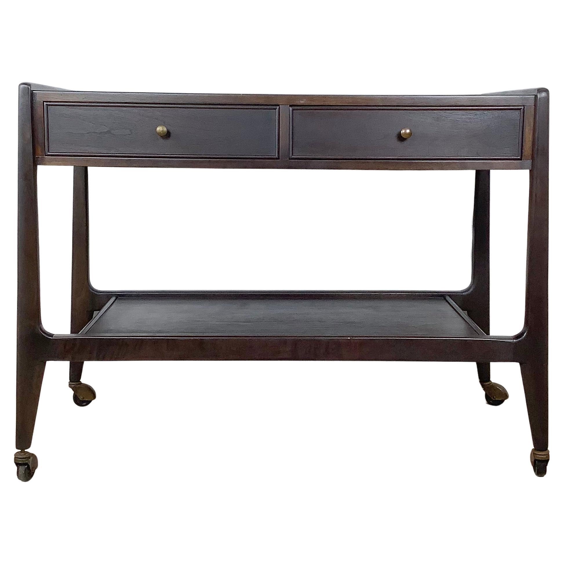 Mt. Airy Facade Mid-Century Service Cart with Drawers & Lower Shelf For Sale