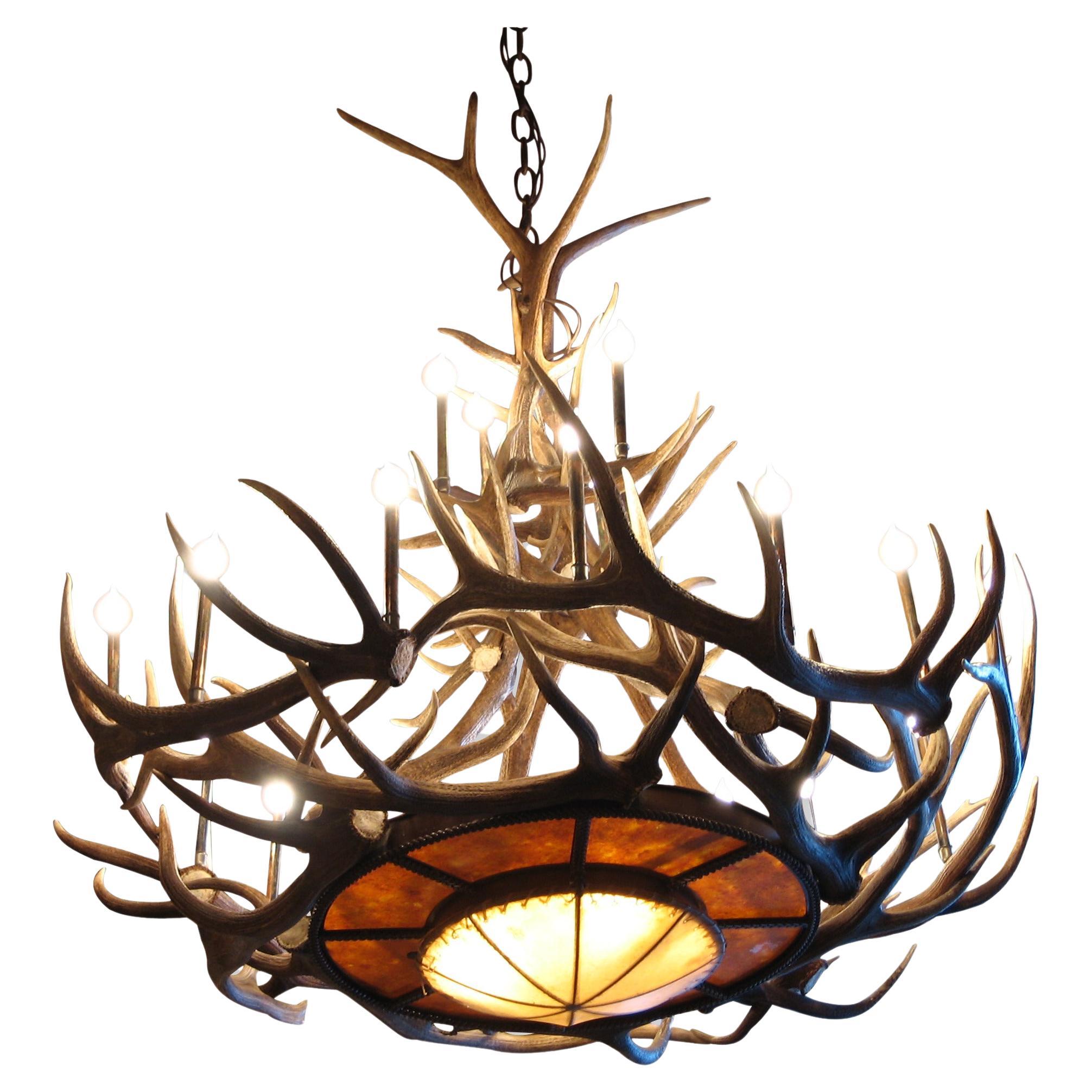 Mt Bross Elk Antler Series Iron Base Chandelier by The Peak Antler
