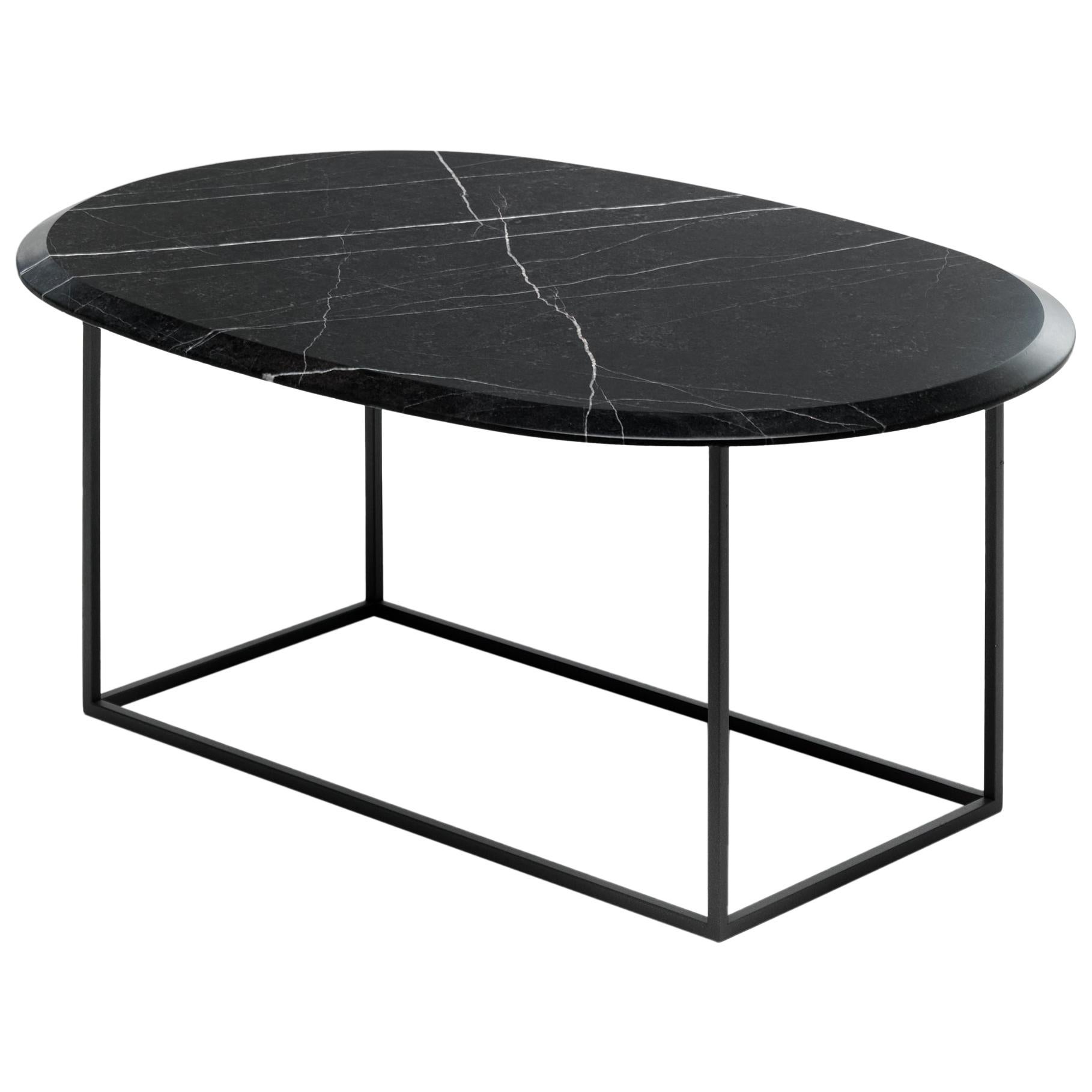 21st Century Modern Coffee Table With Painted Steel Base And Top In Solid Marble For Sale