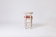 mt. curve stool in ash hardwood and mohair velvet