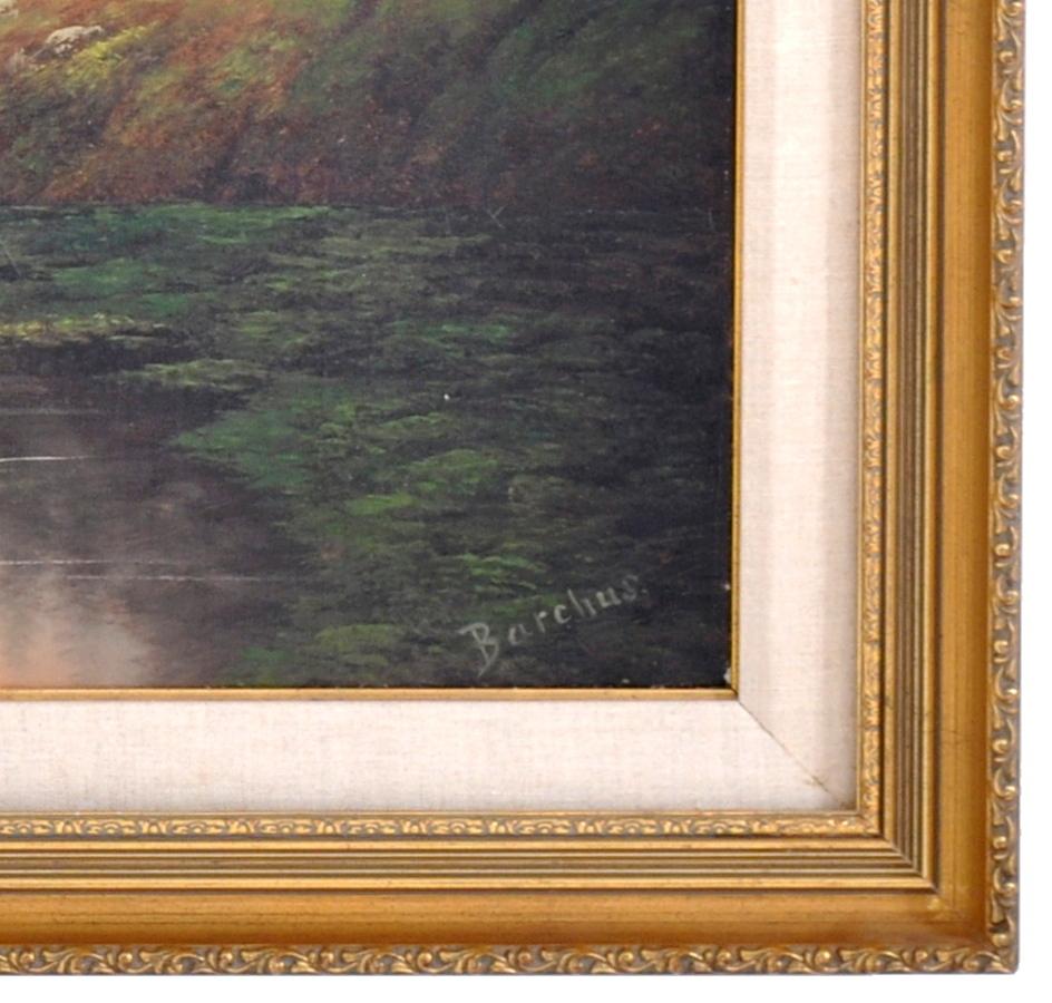 Mt. Rainier, Washington Antique Oil Painting on Canvas, Eliza Barchus circa 1900 1