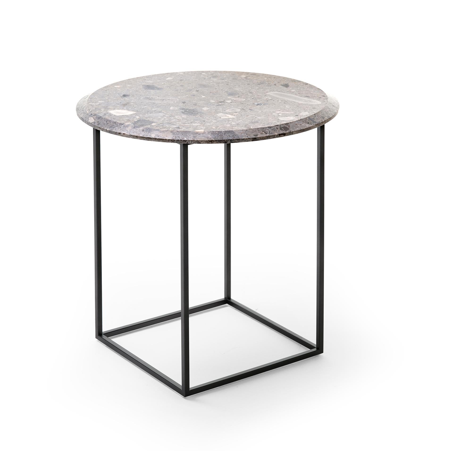 21st Century Modern Side Table With Painted Steel Base And Top In Solid Marble For Sale 2