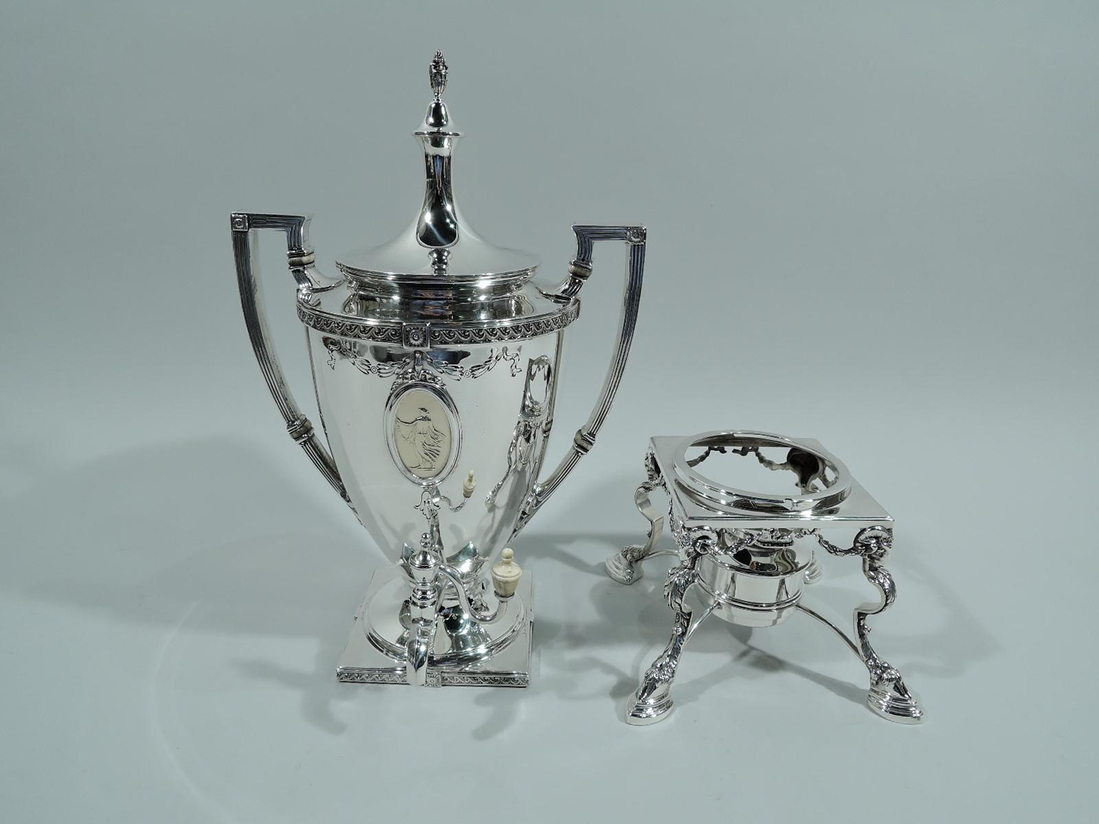 Neoclassical Revival Mt Vernon Pompeiian Sterling Silver 6-Piece Coffee & Tea Set on Tray