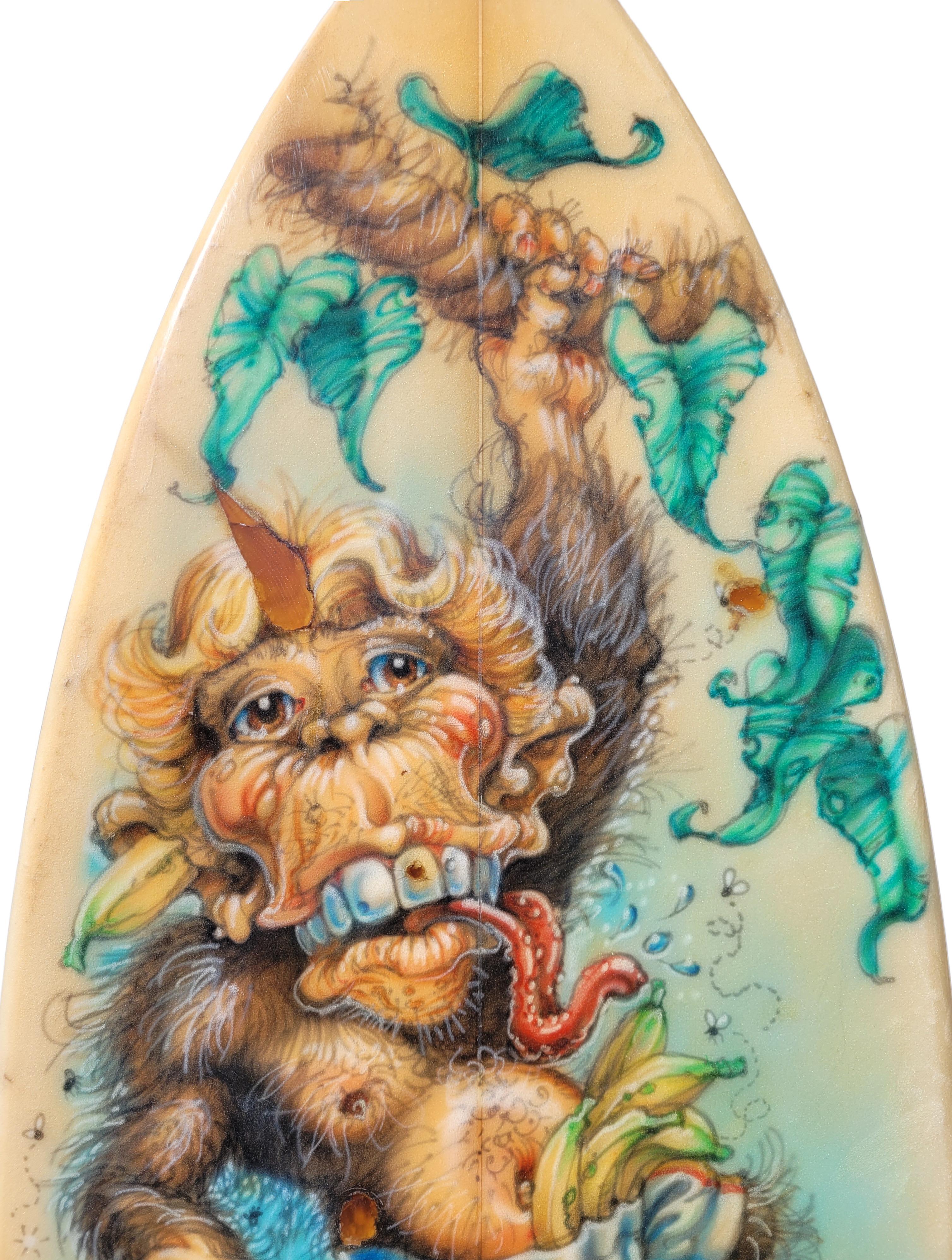 M.T.B. 'Surfing Monkey' Surfbrett-Wandbild von Phil Roberts (amerikanisch) im Angebot