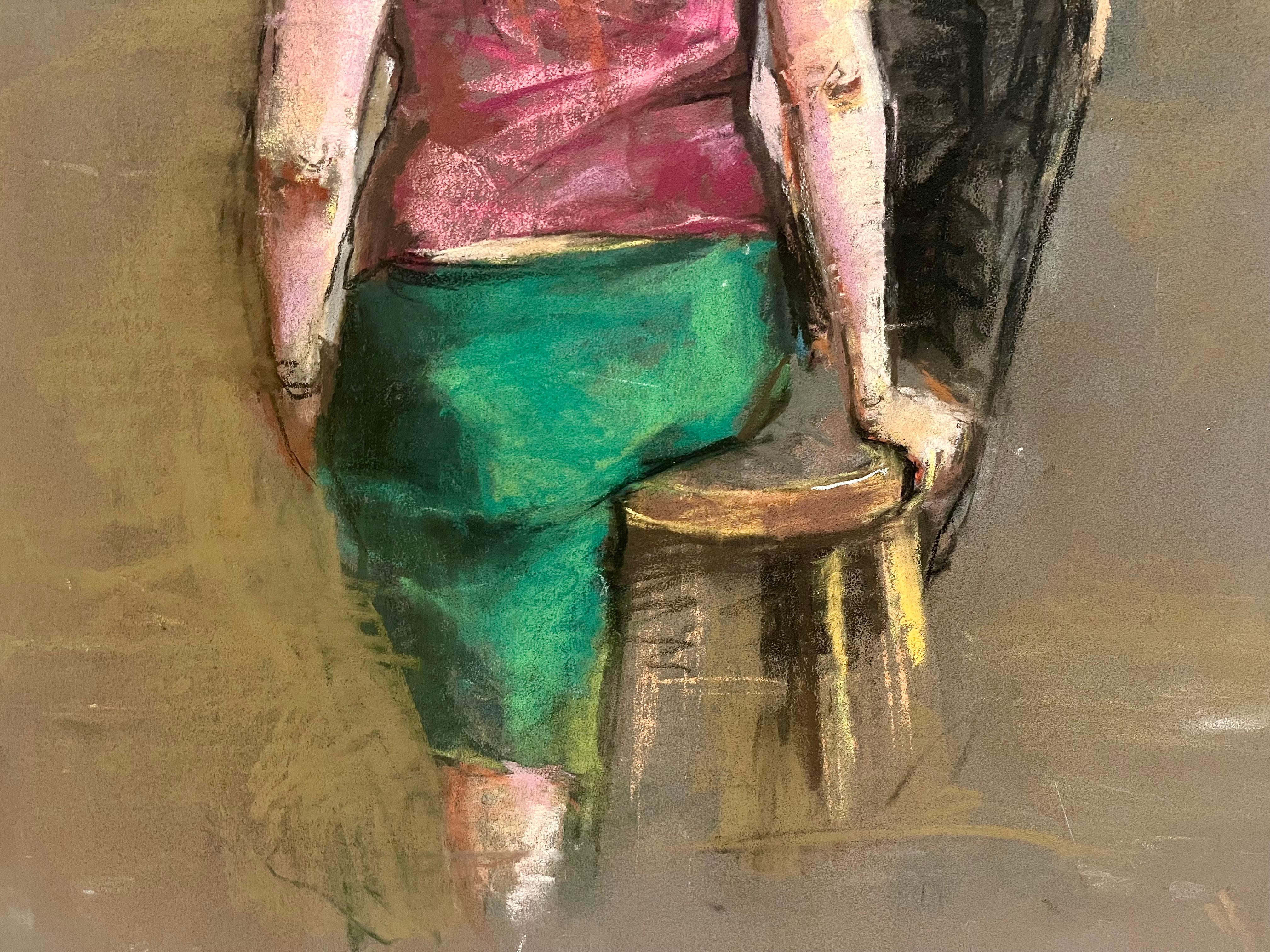 Passende Hand an einer Bar (Braun), Portrait Painting, von MTH