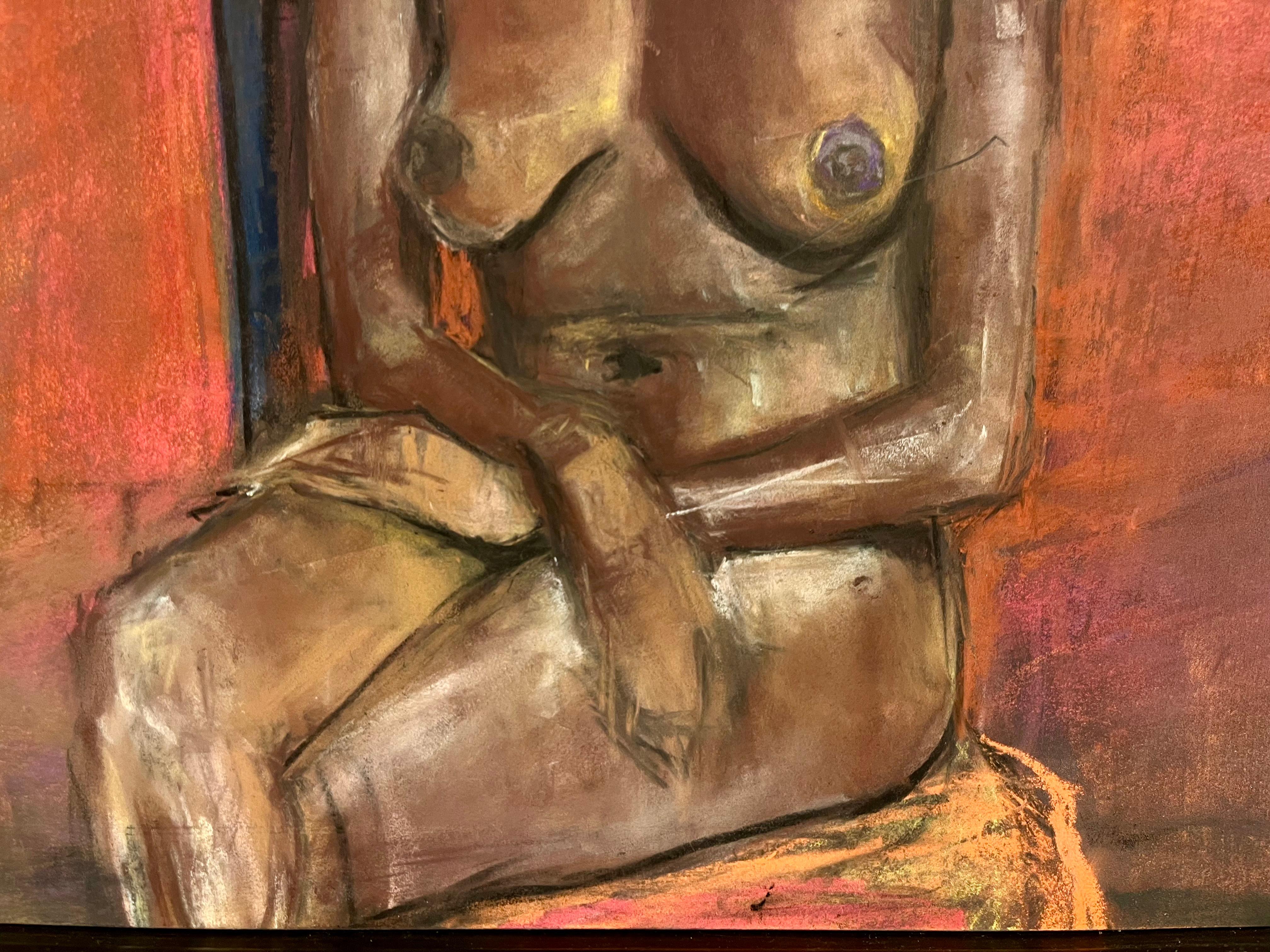 Portrait of Nude African American Woman - Painting by MTH