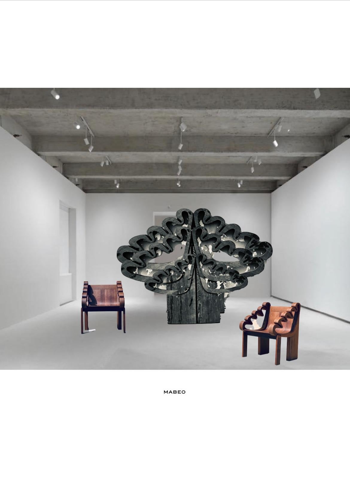 Hand-Carved Mti Lounge chair (aka Tree of life chair), in sustainable Panga Panga wood For Sale