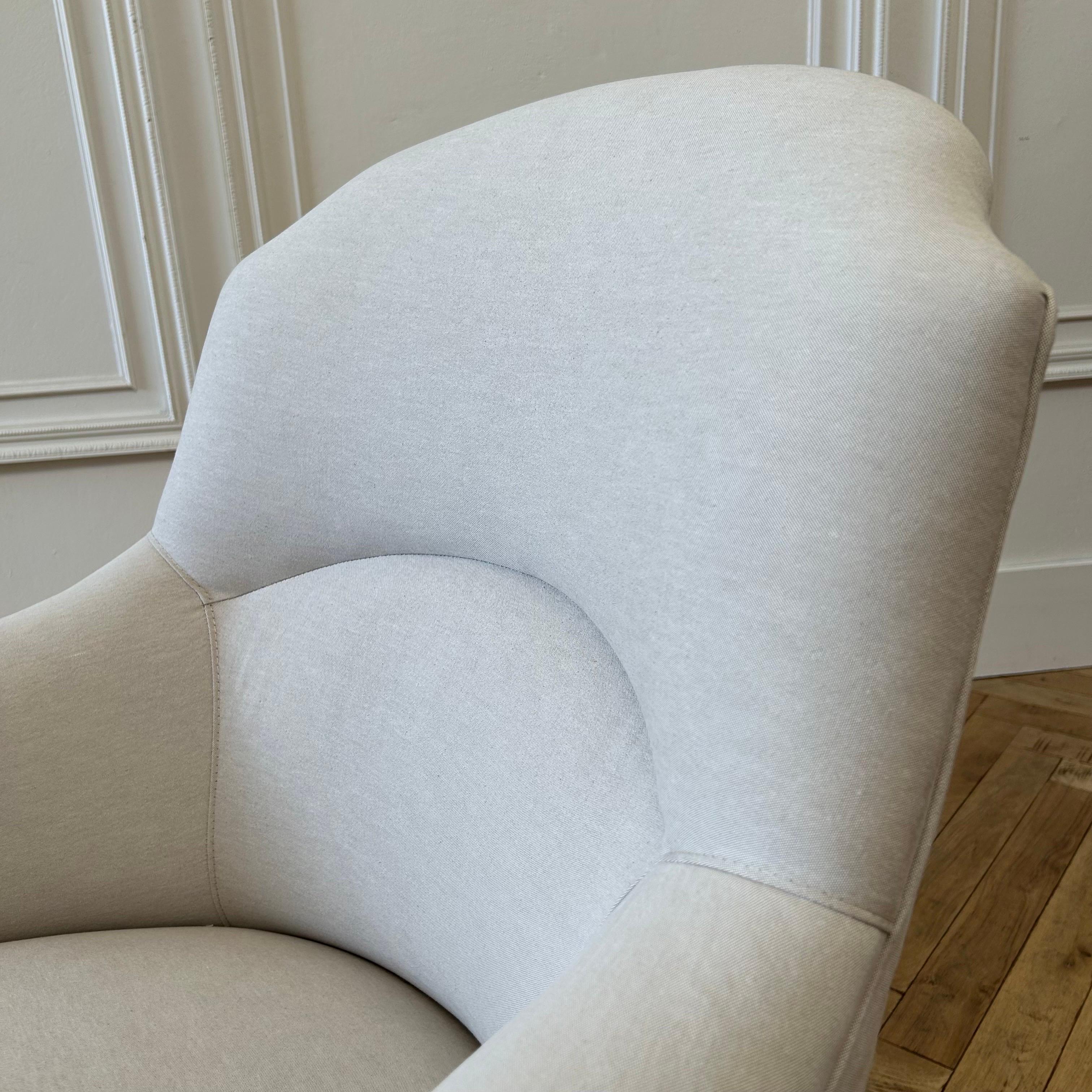 MTO  -A. SWAPP Napoli Reproduction Club Chair in Natural Cotton Canvas For Sale 5