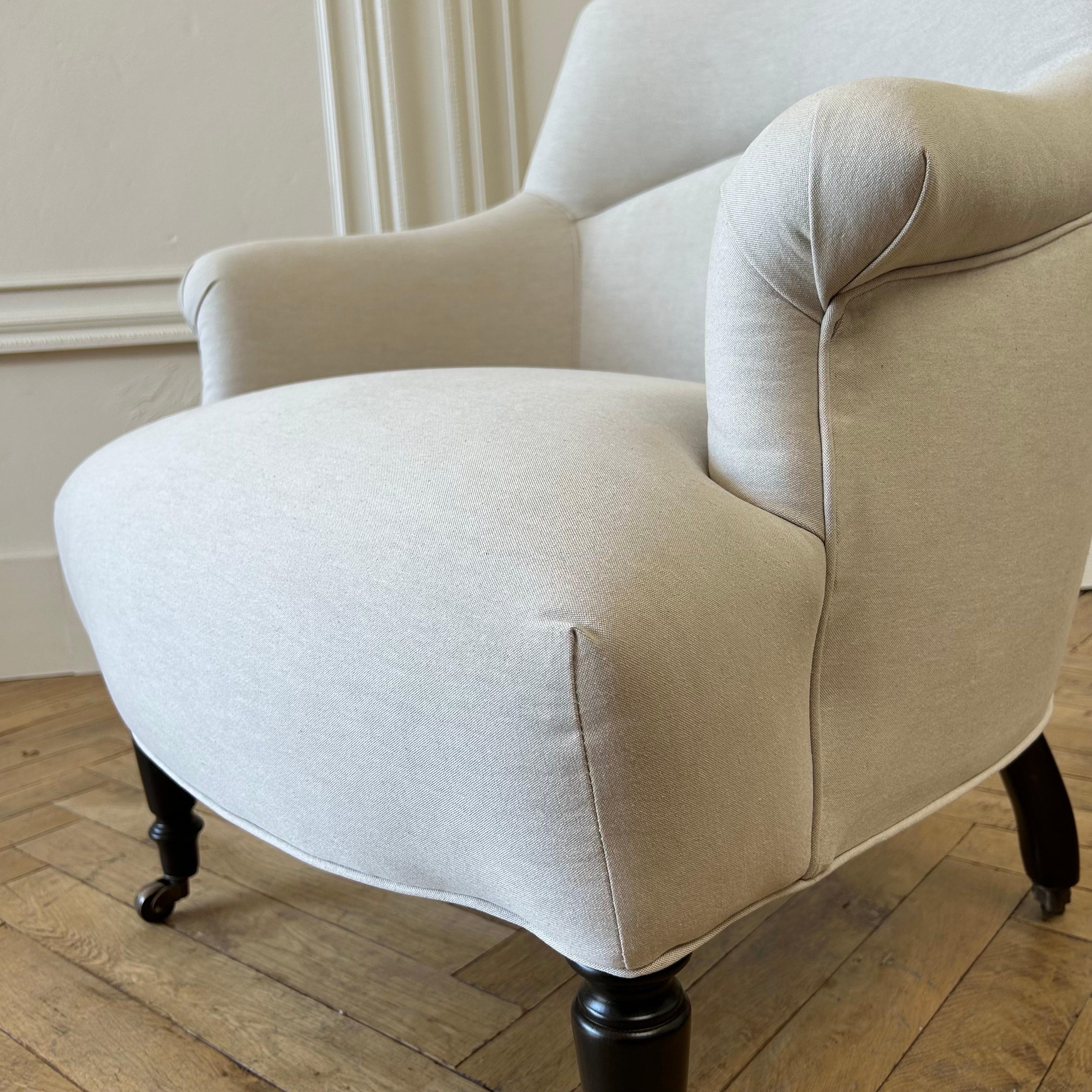 MTO  -A. SWAPP Napoli Reproduction Club Chair in Natural Cotton Canvas For Sale 8
