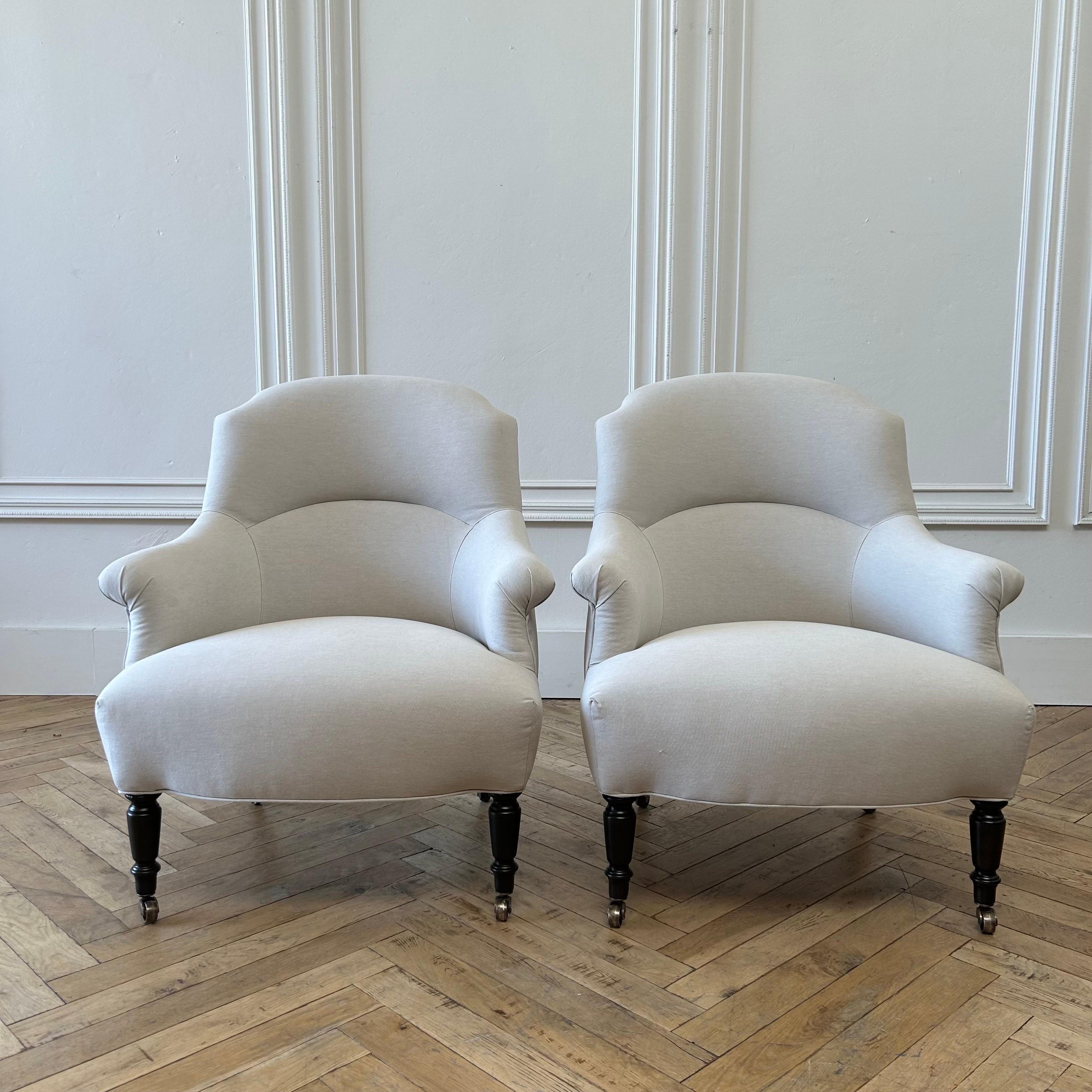 MTO  -A. SWAPP Napoli Reproduction Club Chair in Natural Cotton Canvas In New Condition For Sale In Old Town Orange, CA