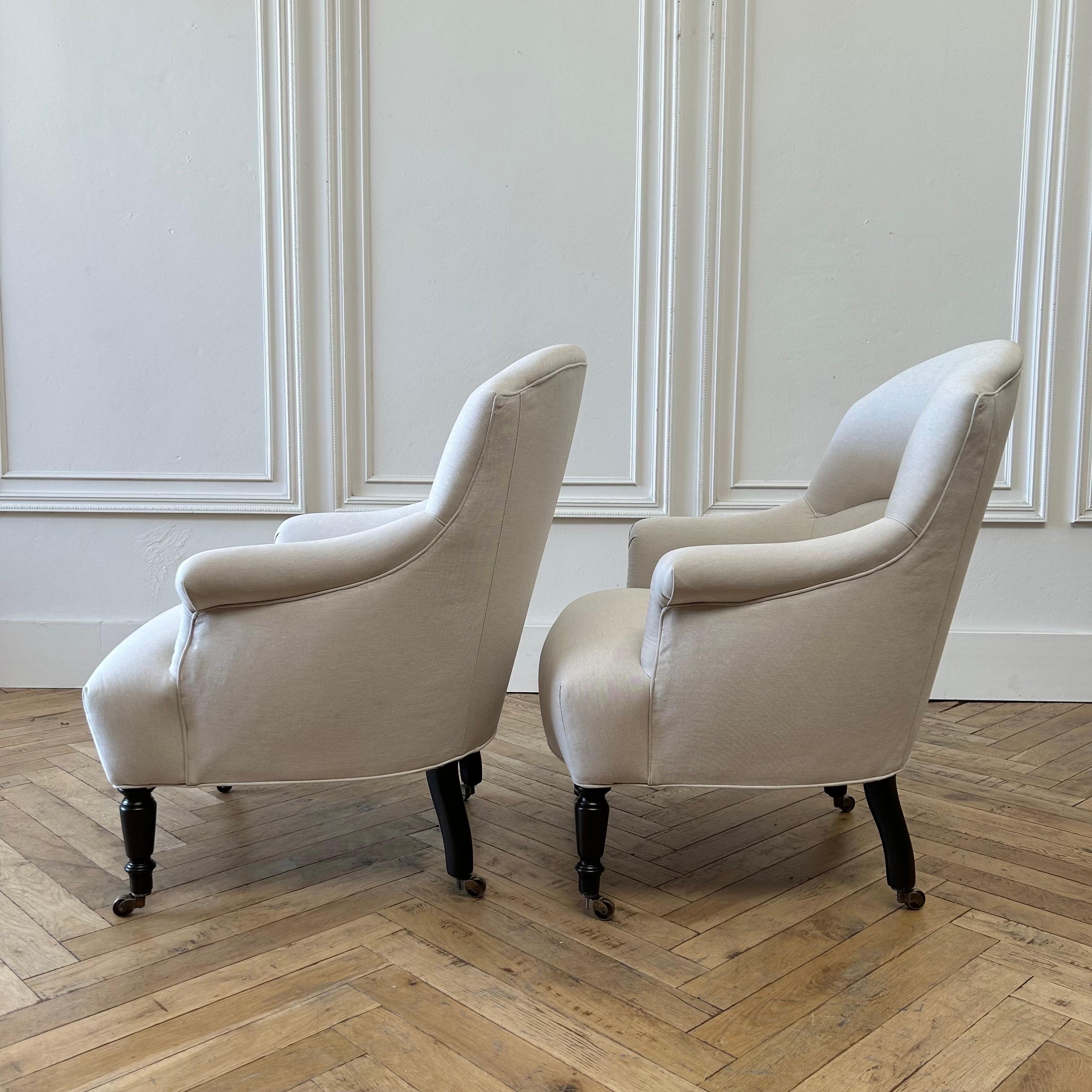 MTO  -A. SWAPP Napoli Reproduction Club Chair in Natural Cotton Canvas For Sale 1