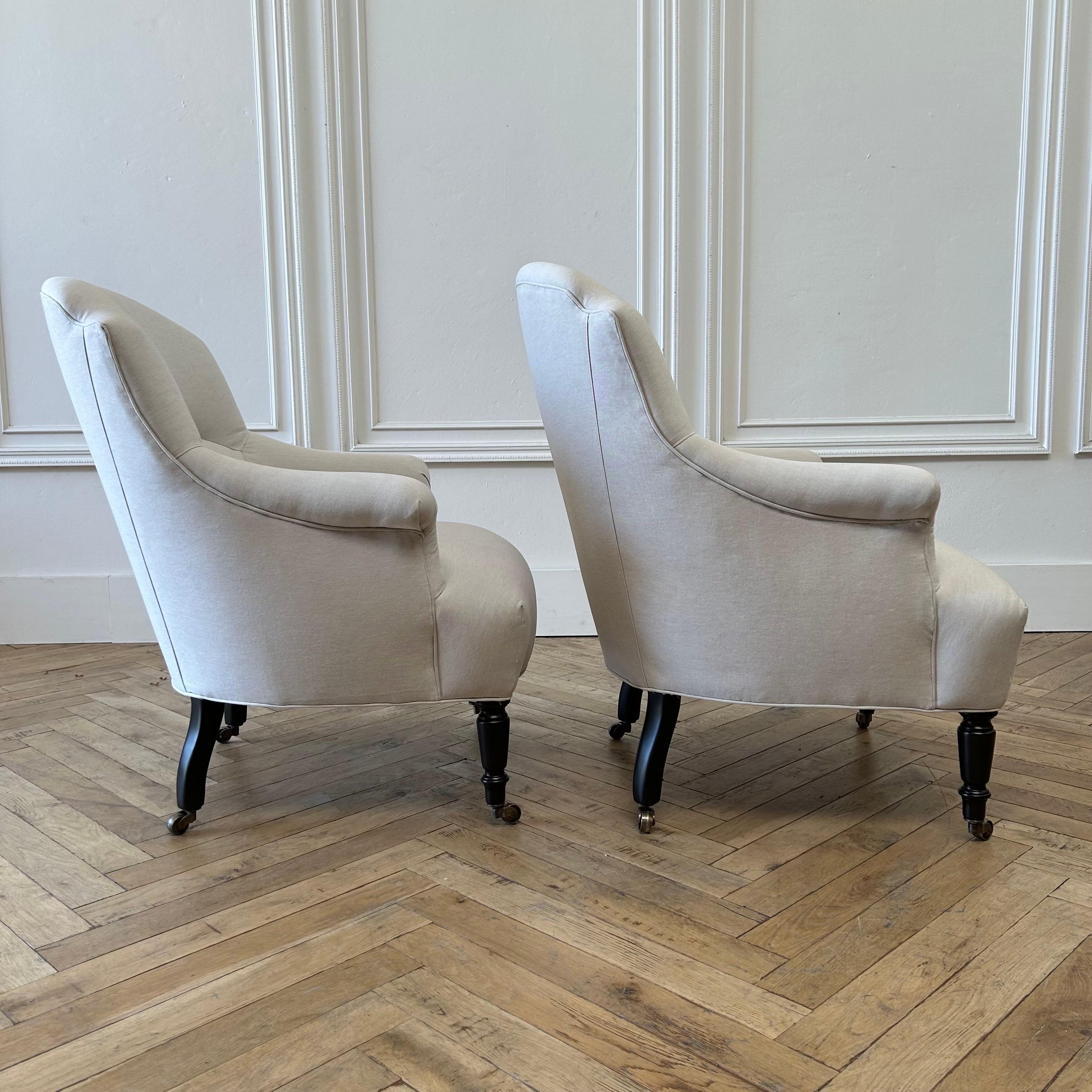 MTO  -A. SWAPP Napoli Reproduction Club Chair in Natural Cotton Canvas For Sale 3