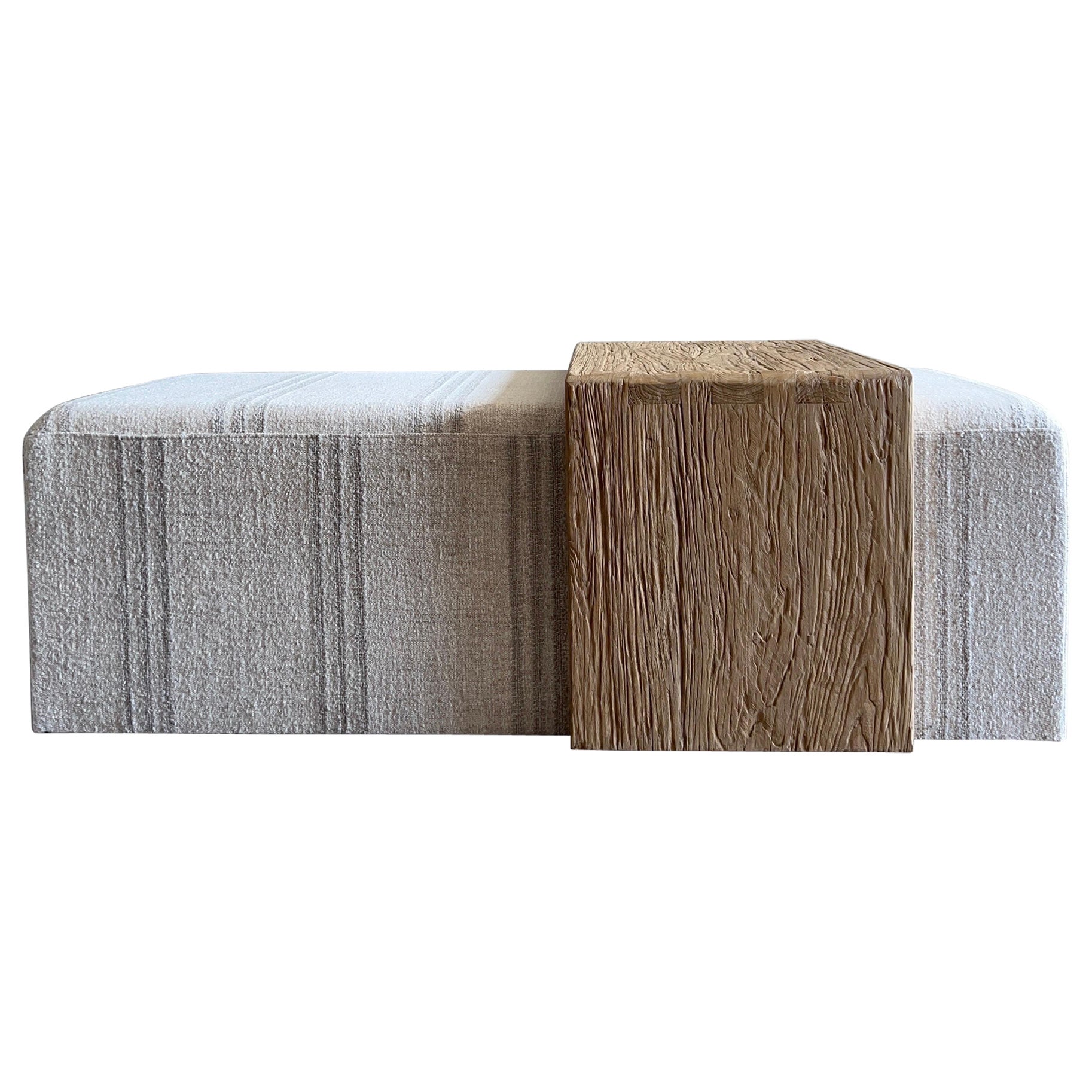 MTO Custom Windsor Cocktail Ottoman mit Ulme Holz Wasserfall Tabelle Charcoal