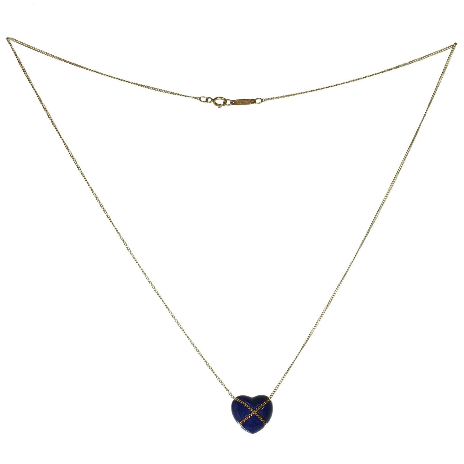 Heart Cut MTSJ13541	Tiffany	Necklaces	TIFFANY & CO. Lapis Lazuli 18k Yellow Gold Crossover