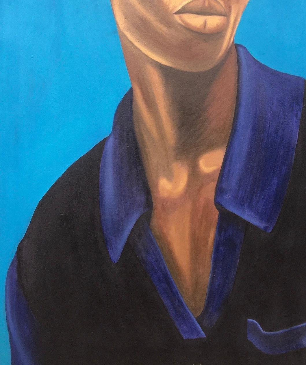 Vage (Blau), Portrait Painting, von Mubaraq Yusuf