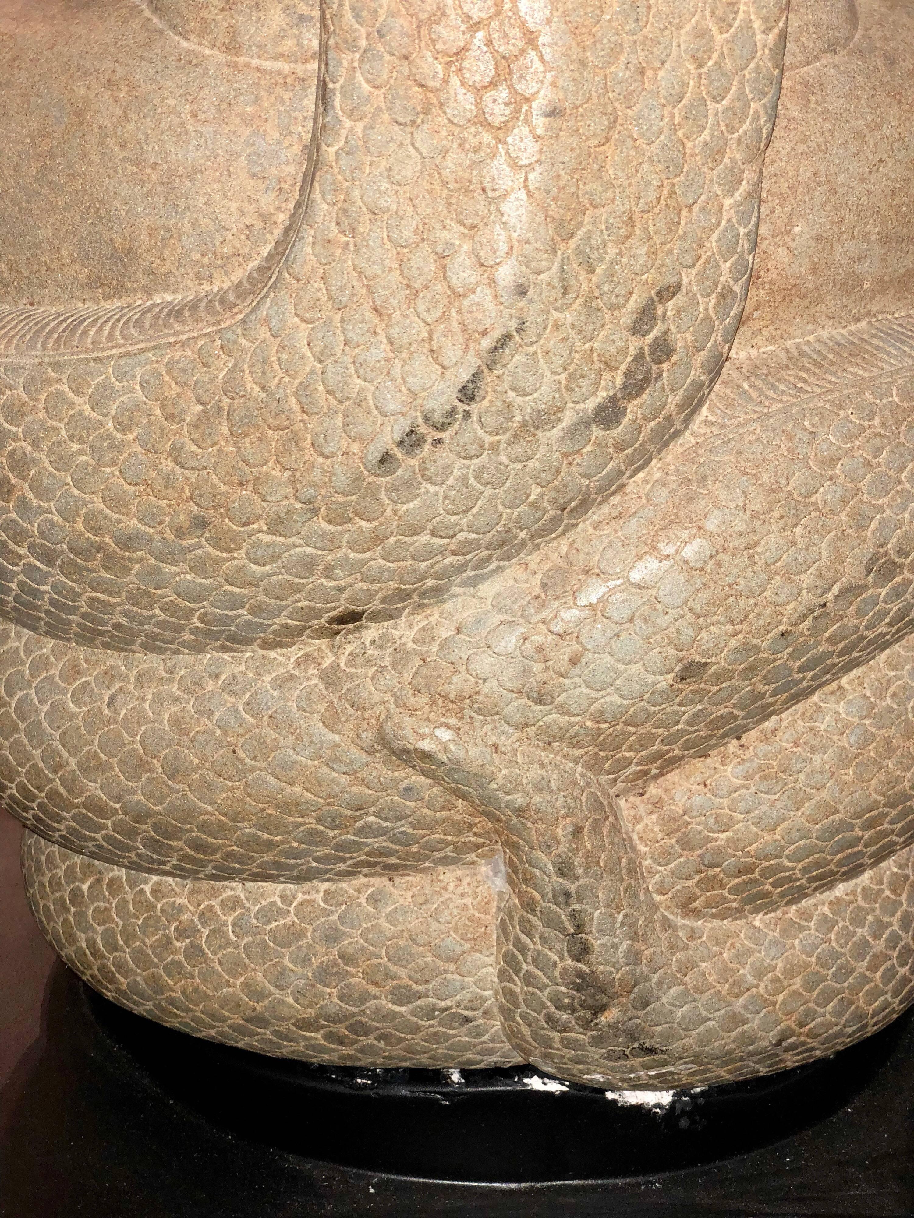 Cambodian Mucalinda Buddha Snake Sandstone Cambodia