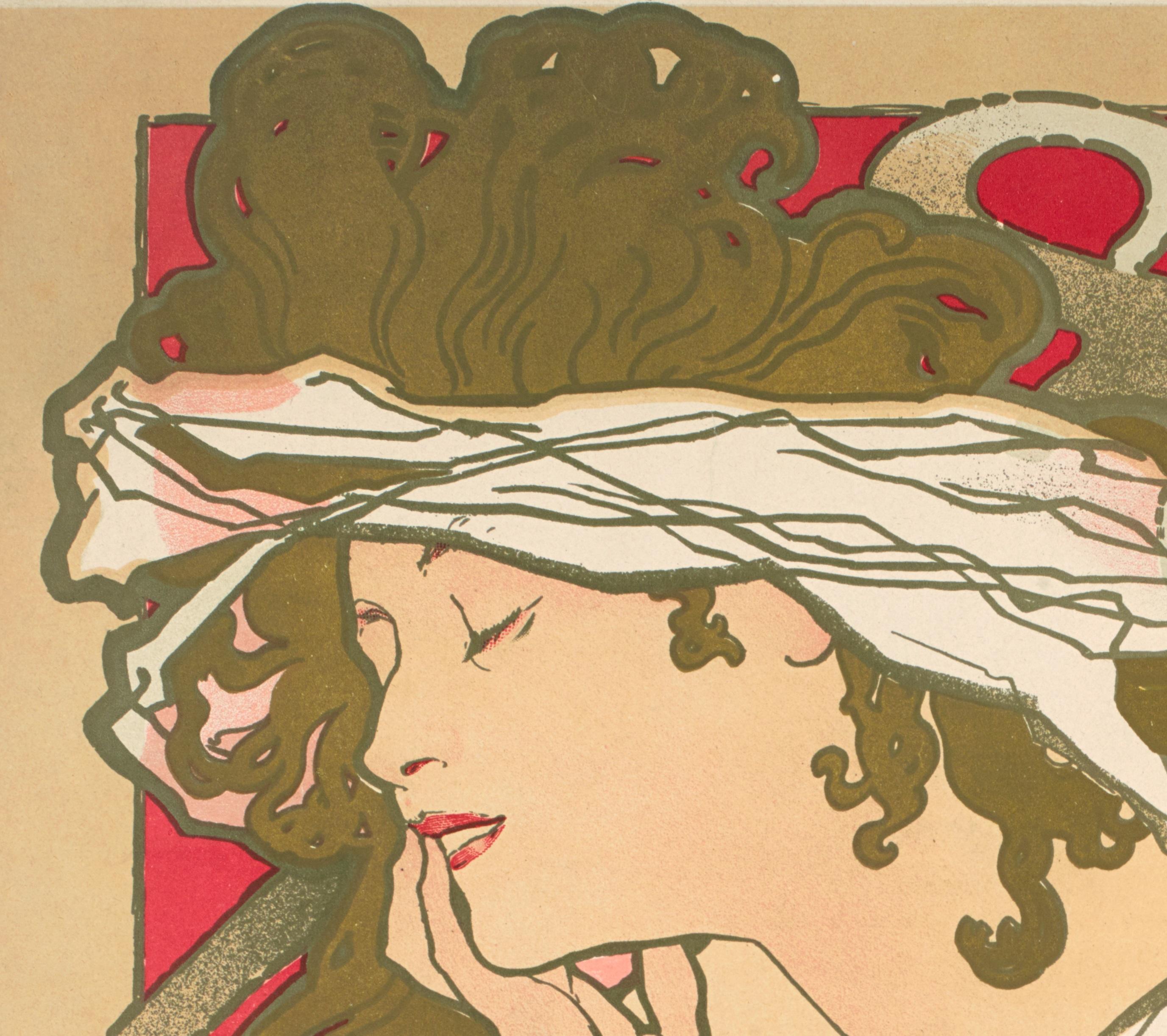 Français Affiche rétro originale Mucha, Salon des Cents, Art nouveau Belle Époque, 1896 en vente