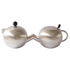 Contemporary Silver Plated Teapot Stone Handles Handcrafted Italy Natalia Criado