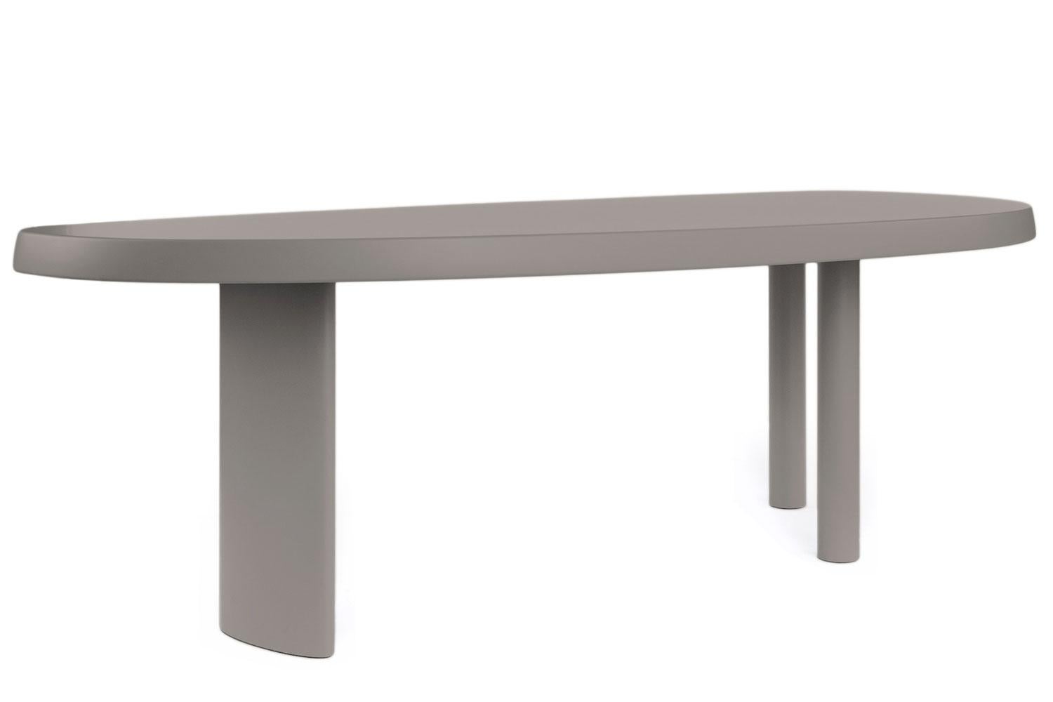 Italian Mud Matte Lacquer Finished Solid Oak Dining Table, Cassina For Sale